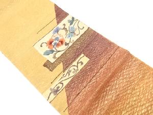 リサイクル　じゅらく製　すくい織色紙に花唐草模様織出し夏用袋帯